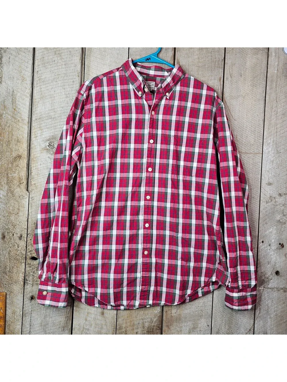 J Crew Plaid Button Down Shirt Men’s Large Red Green Cotton Casual